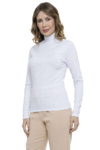 Blusa Manga Longa Crepe Gola Alta [F081]