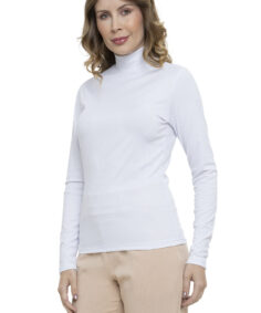 Blusa Manga Longa Crepe Gola Alta [F081]